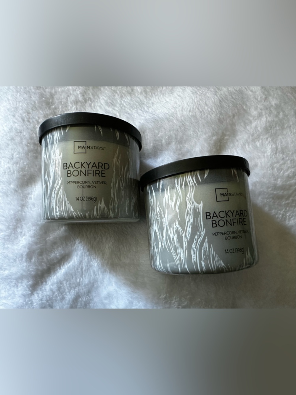 NEW! Mainstays Three Wick Candle - Backyard Bonfire Scent - 14oz Set of 2 BOGO